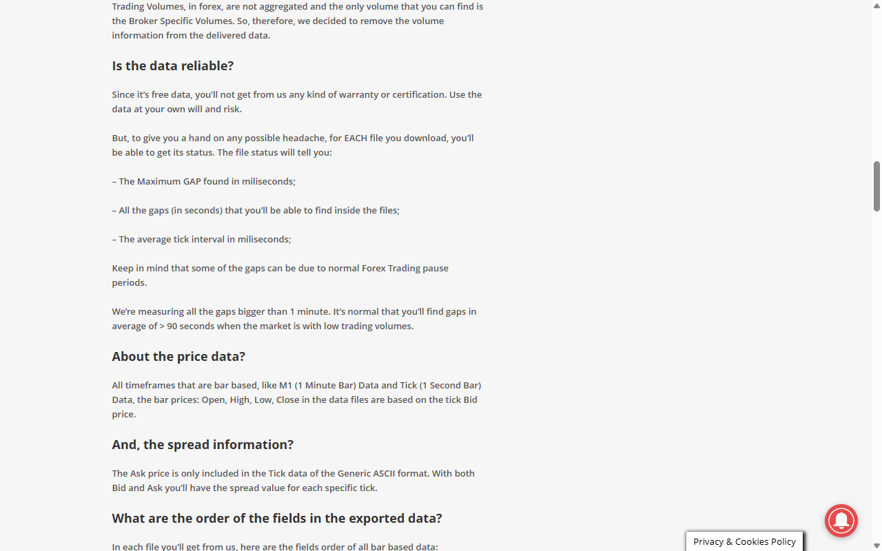 HistData.com FAQ — gaps and forex pauses