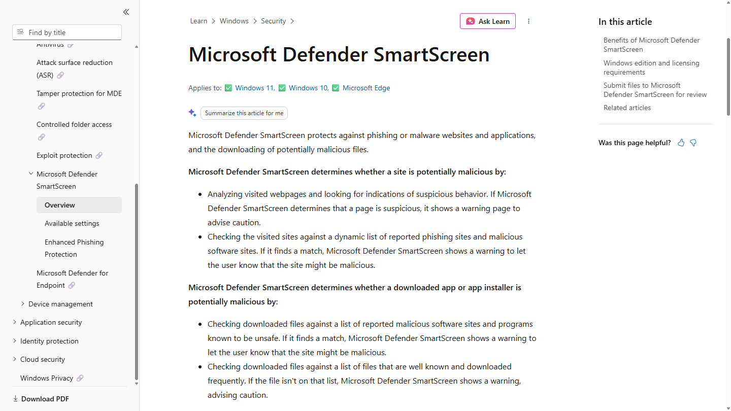 Microsoft Defender SmartScreen on downloaded installers