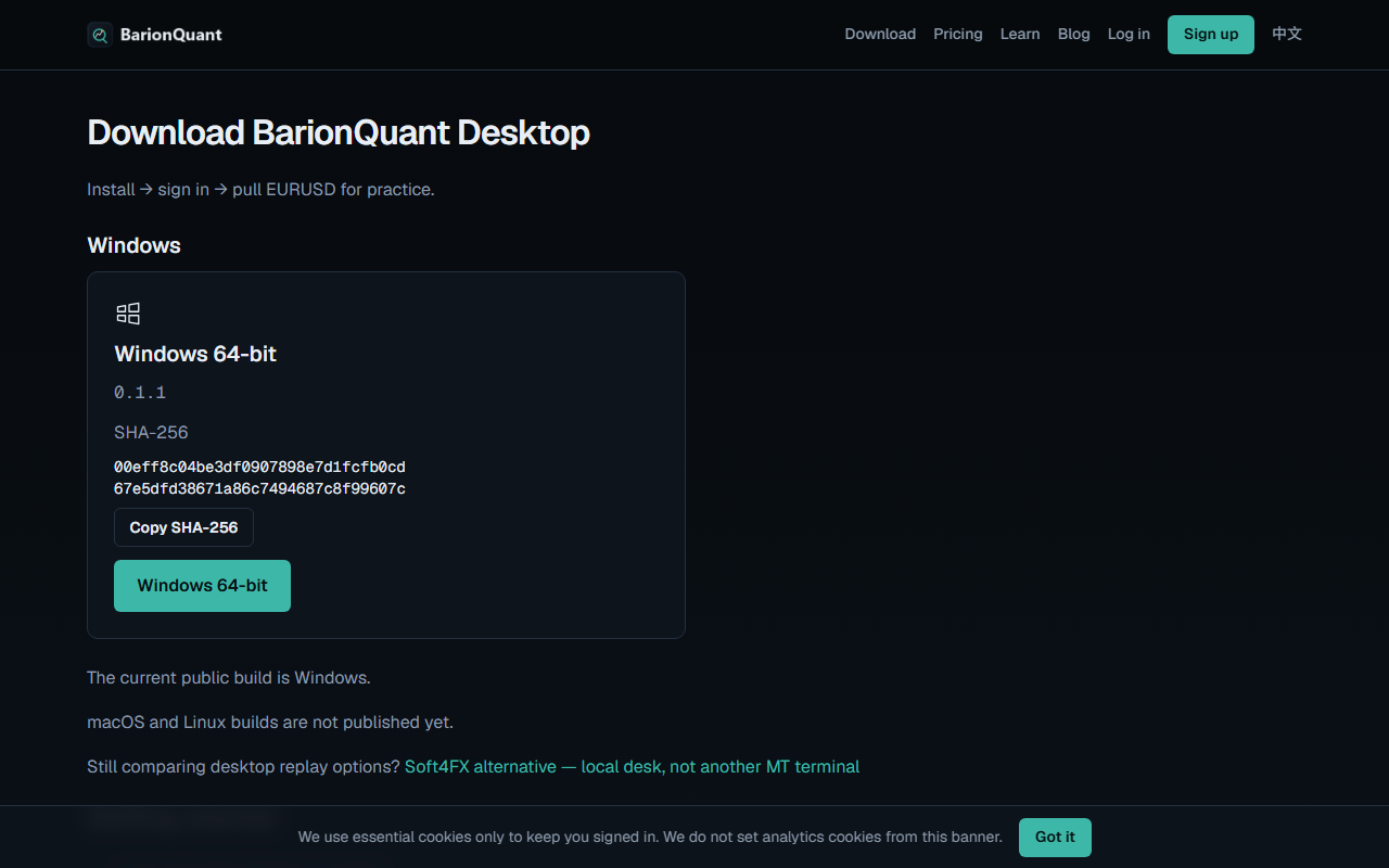 BarionQuant Download — Windows 0.1.1, no Mac build